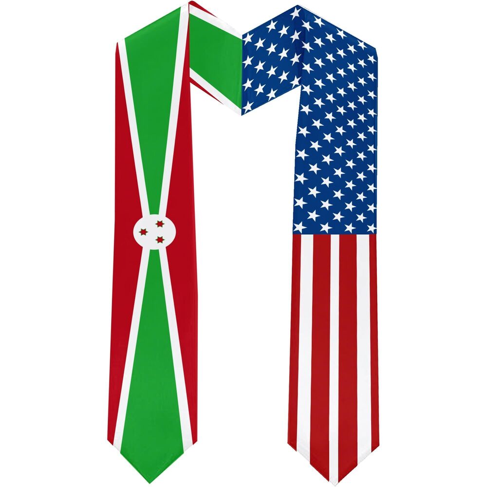 3152 2025 Burundi Flag and USA Flag Graduation Stole Graduation Sash Class
